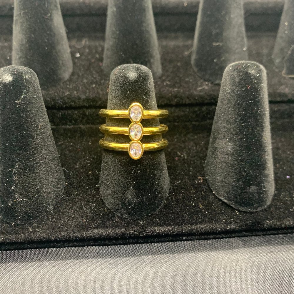 Melinda Maria Gold Triple Band with Crystals